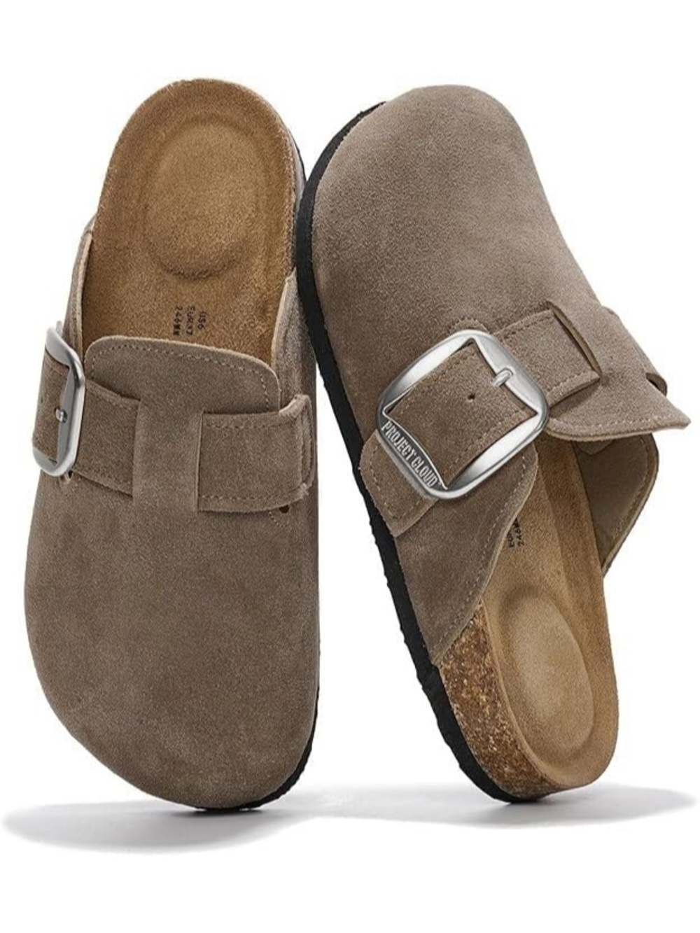 Women's Mushroom Suede Closed Toe Slip On Arch Support Platform Heel Mules Clogs